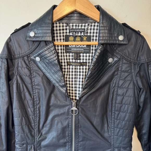 Barbour International Women’s Sz 4 Pivot Waxed Cotton Jacket - Picture 3 of 9